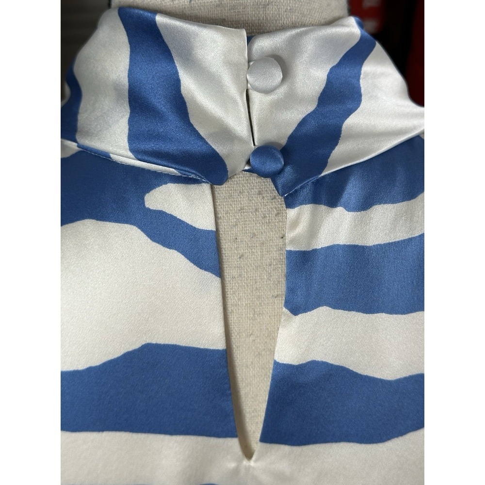 NEW! INC 100% Silk Halter Top/Blouse- Blue/White Tiger/Zebra Stripe‎ 6 NWT - Picture 7 of 14